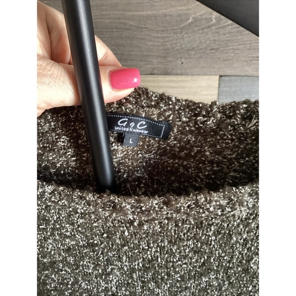 Vtg Green Knit Large WOMANS Sweater Green / Marbelized G & C United Knitwear - Picture 2 of 9